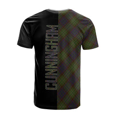 Cunningham Hunting Modern Tartan T-Shirt Half of Me - Cross Style