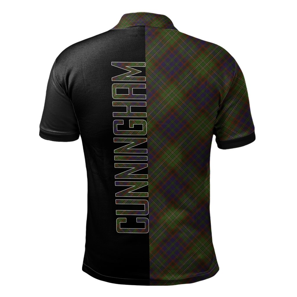 Cunningham Hunting Modern Tartan Polo Shirt Half of Me - Cross Style