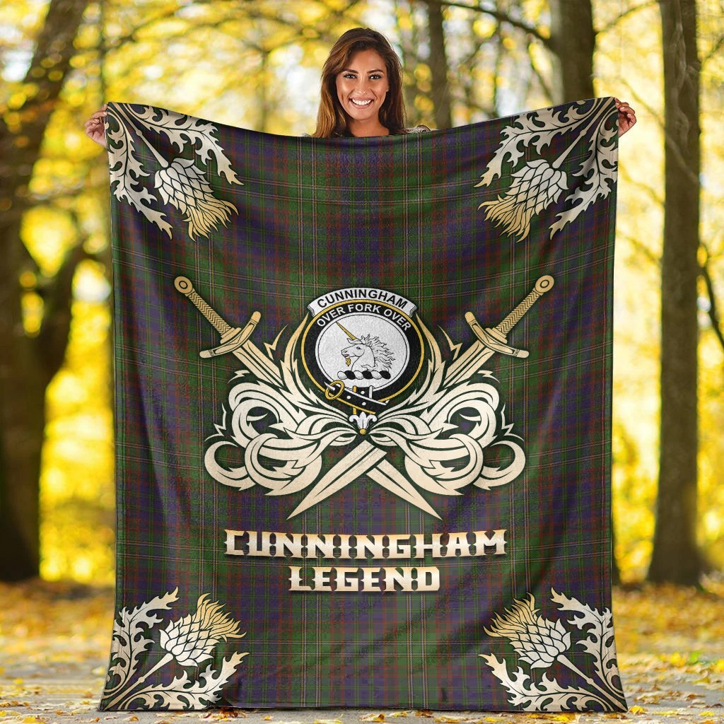 Cunningham Hunting Modern Tartan Gold Courage Symbol Blanket