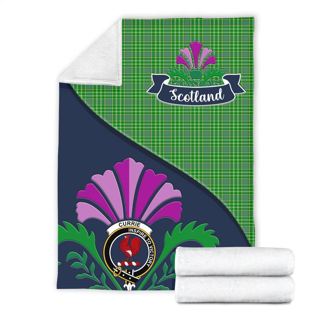 Currie Tartan Crest Premium Blanket - Thistle Style