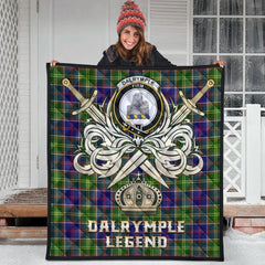 Dalrymple Tartan Crest Legend Gold Royal Premium Quilt