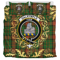 Dalrymple of Castleton 02 Tartan Crest Bedding Set - Golden Thistle Style