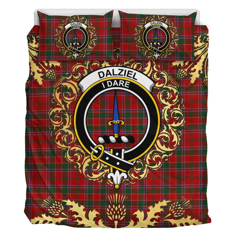 Dalziel 01 Tartan Crest Bedding Set - Golden Thistle Style