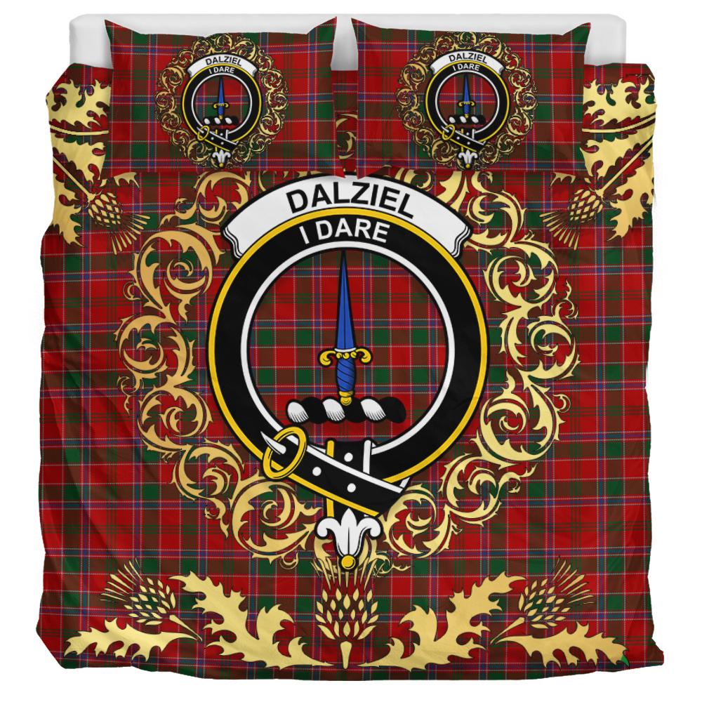 Dalziel 01 Tartan Crest Bedding Set - Golden Thistle Style