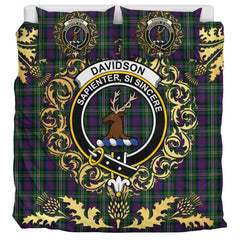 Davidson Double Tartan Crest Bedding Set - Golden Thistle Style