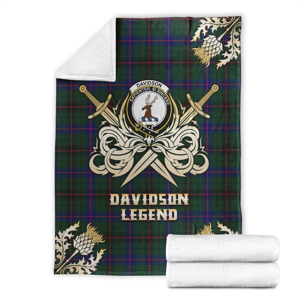 Davidson Modern Tartan Gold Courage Symbol Blanket