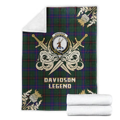 Davidson Modern Tartan Gold Courage Symbol Blanket