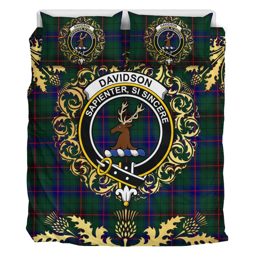Davidson Modern Tartan Crest Bedding Set - Golden Thistle Style