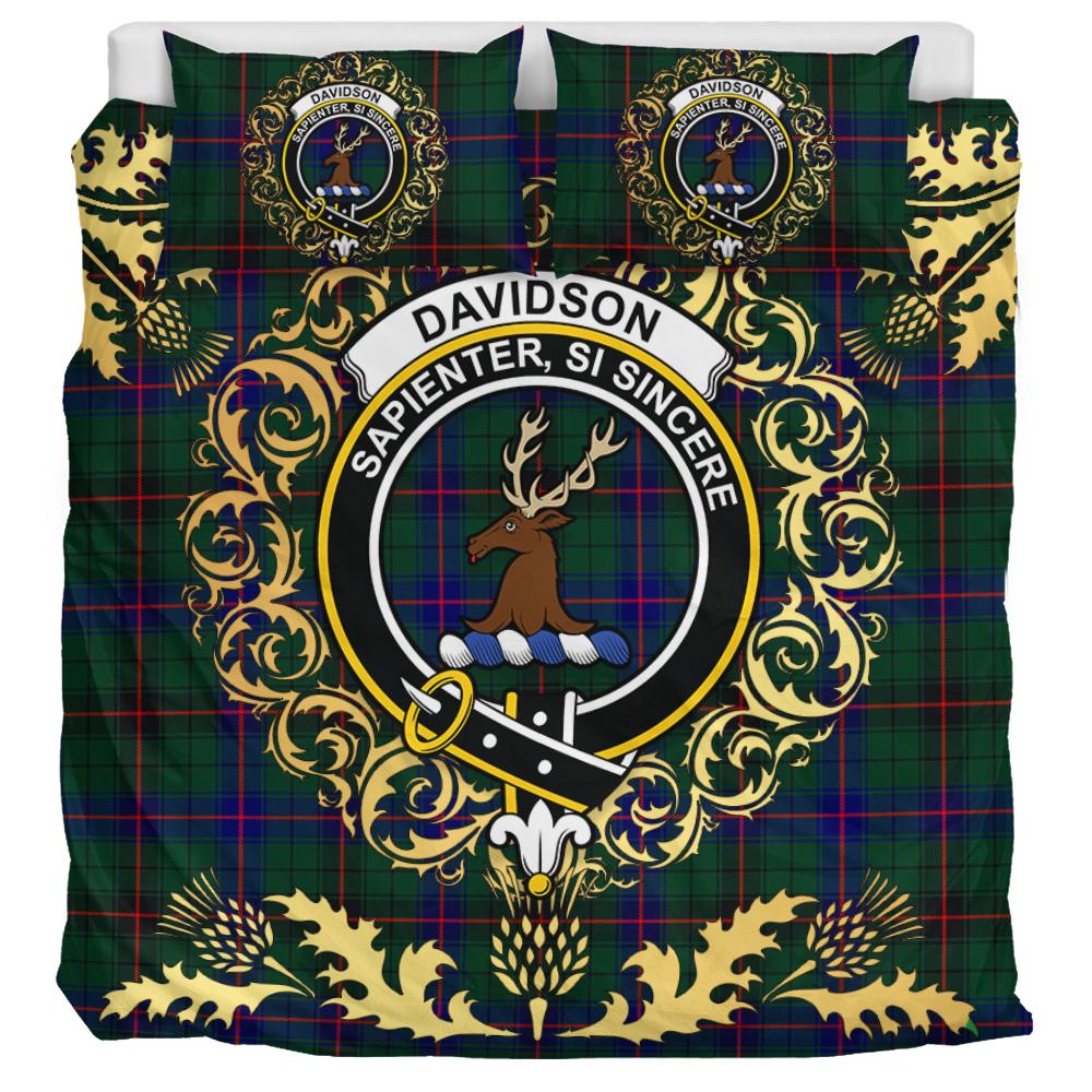 Davidson Modern Tartan Crest Bedding Set - Golden Thistle Style