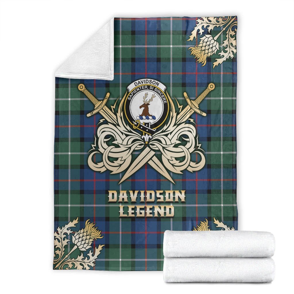 Davidson of Tulloch Tartan Gold Courage Symbol Blanket