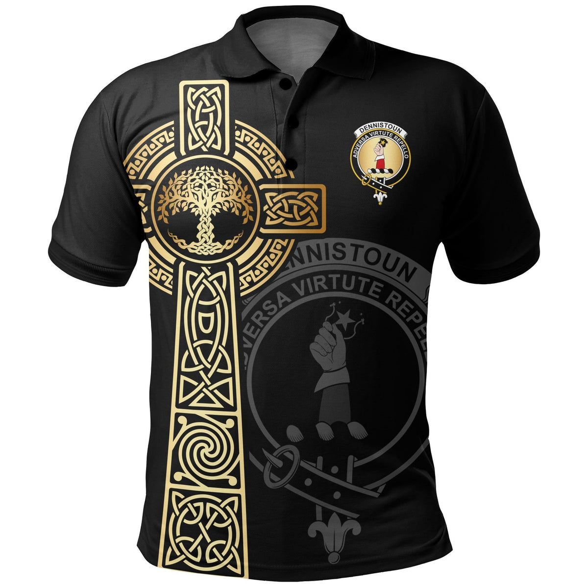 Dennistoun Clan Unisex Polo Shirt - Celtic Tree Of Life