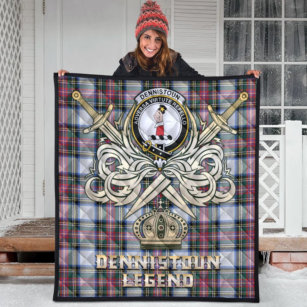 Dennistoun Tartan Crest Legend Gold Royal Premium Quilt