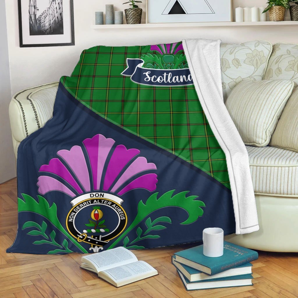 Don Tartan Crest Premium Blanket - Thistle Style