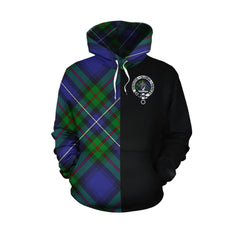 Donnachaidh Tartan Hoodie Half of Me - Cross Style