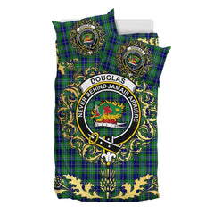 Douglas 01 Tartan Crest Bedding Set - Golden Thistle Style