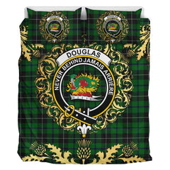 Douglas 02 Tartan Crest Bedding Set - Golden Thistle Style
