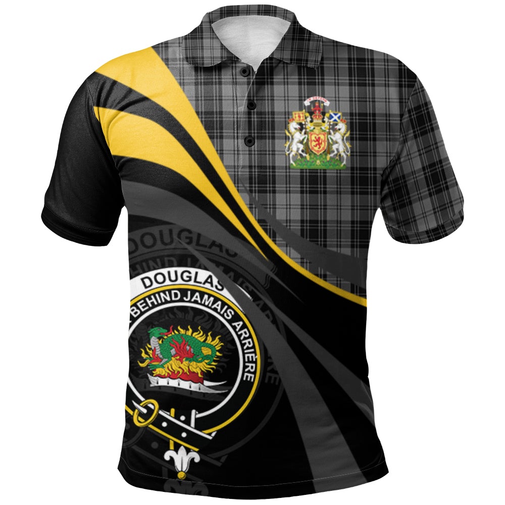 Douglas Grey Tartan Polo Shirt - Royal Coat Of Arms Style