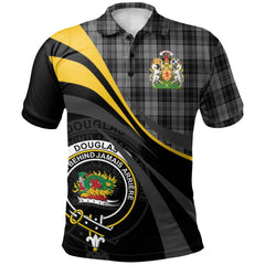 Douglas Grey Tartan Polo Shirt - Royal Coat Of Arms Style