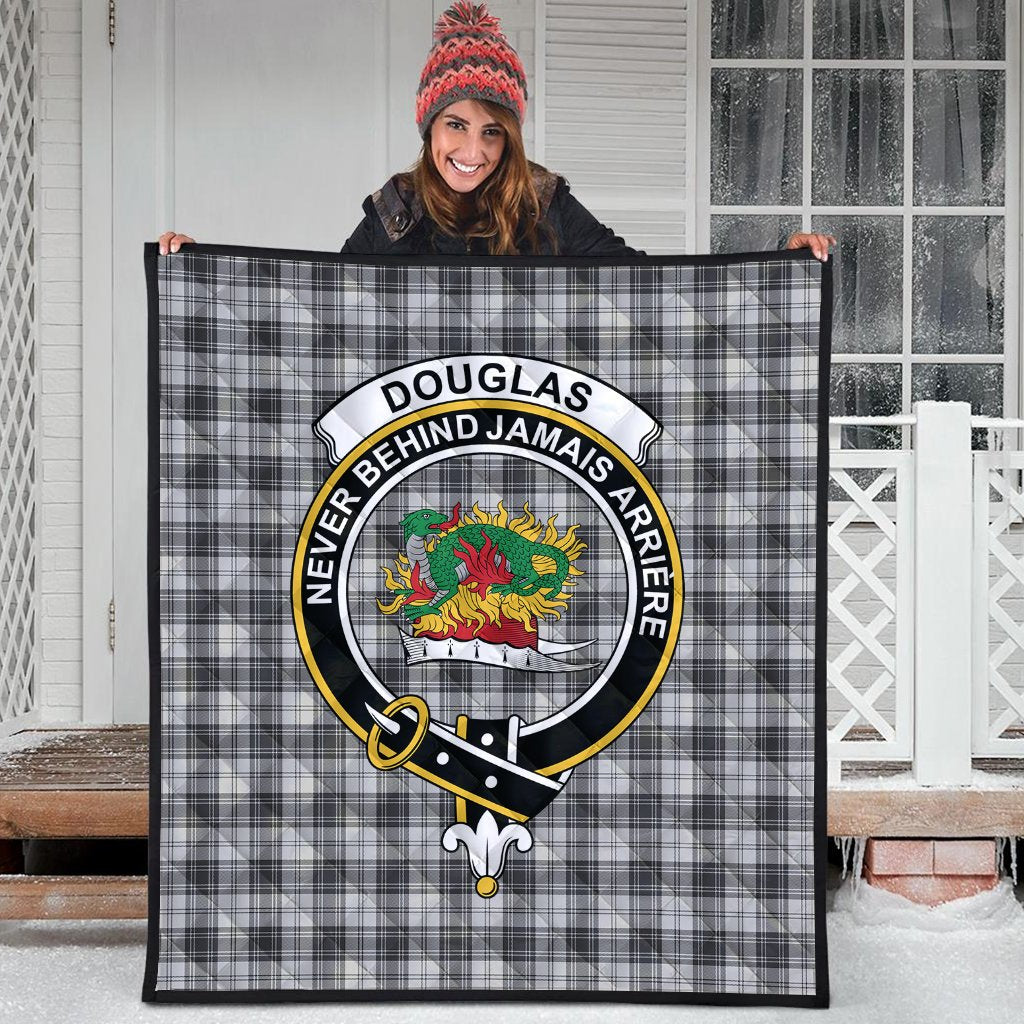 Douglas Grey Modern Tartan Crest Quilt