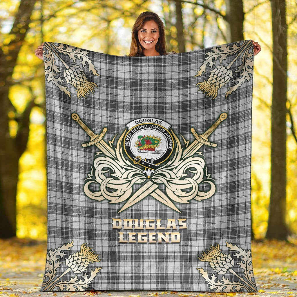 Douglas Grey Modern Tartan Gold Courage Symbol Blanket