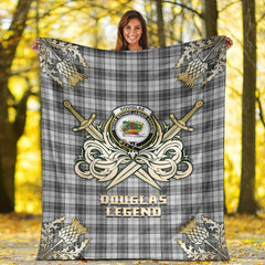 Douglas Grey Modern Tartan Gold Courage Symbol Blanket