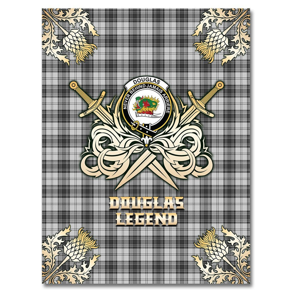 Douglas Grey Modern Tartan Gold Courage Symbol Blanket
