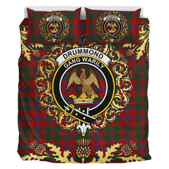 Drummond 02 Tartan Crest Bedding Set - Golden Thistle Style