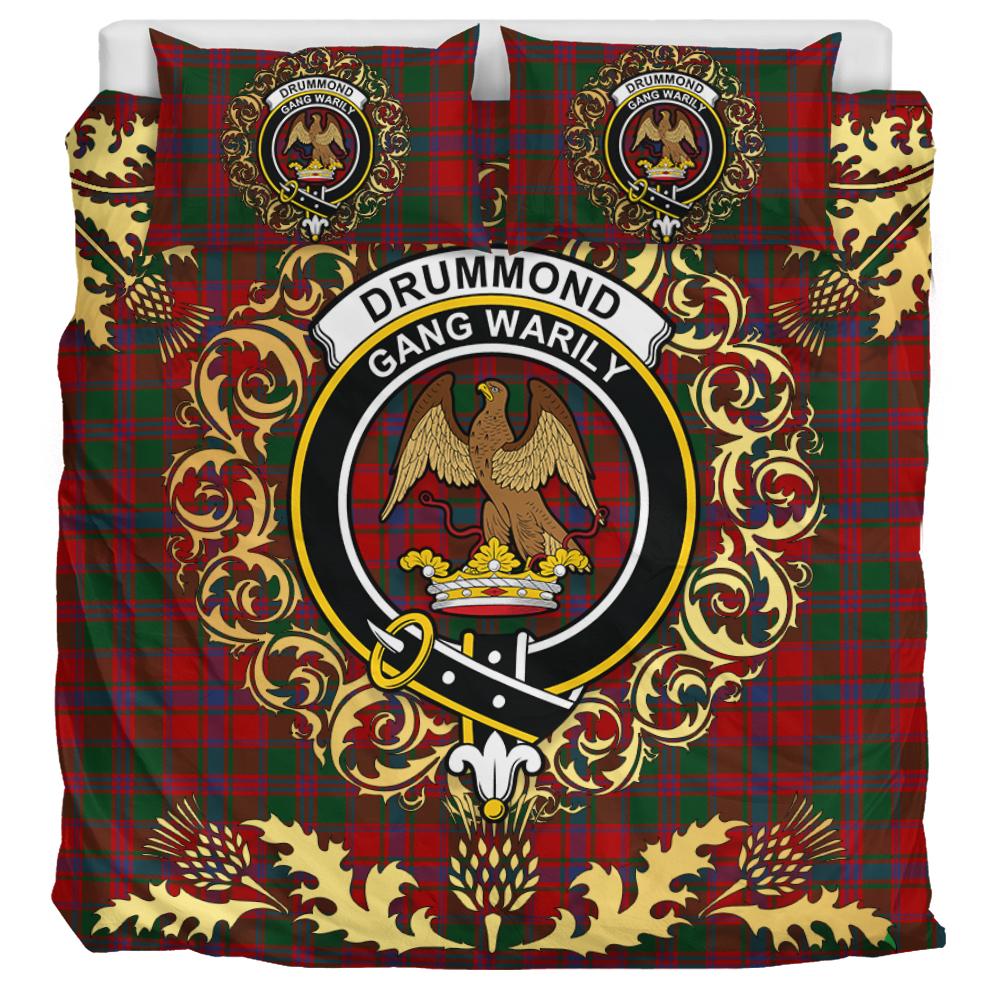 Drummond 02 Tartan Crest Bedding Set - Golden Thistle Style
