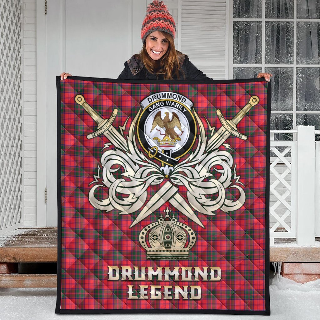 Drummond Modern Tartan Crest Legend Gold Royal Premium Quilt