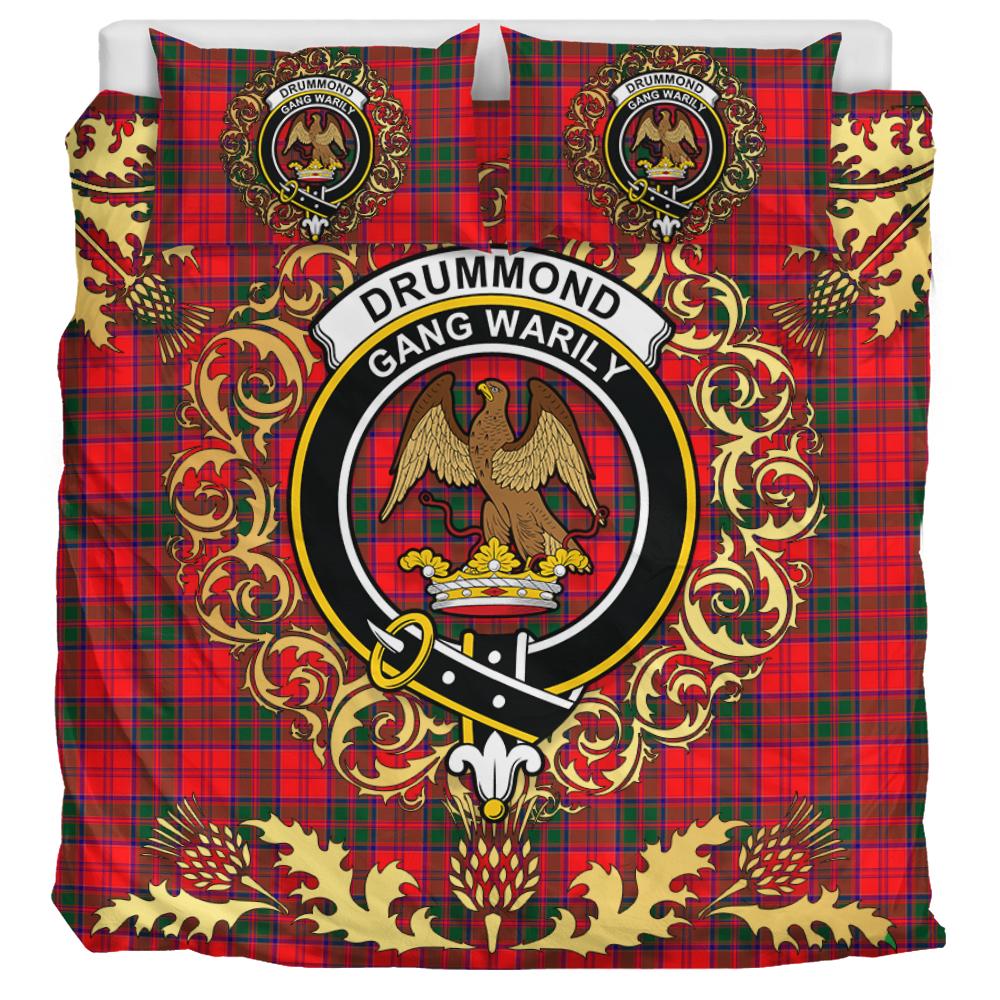Drummond Modern Tartan Crest Bedding Set - Golden Thistle Style