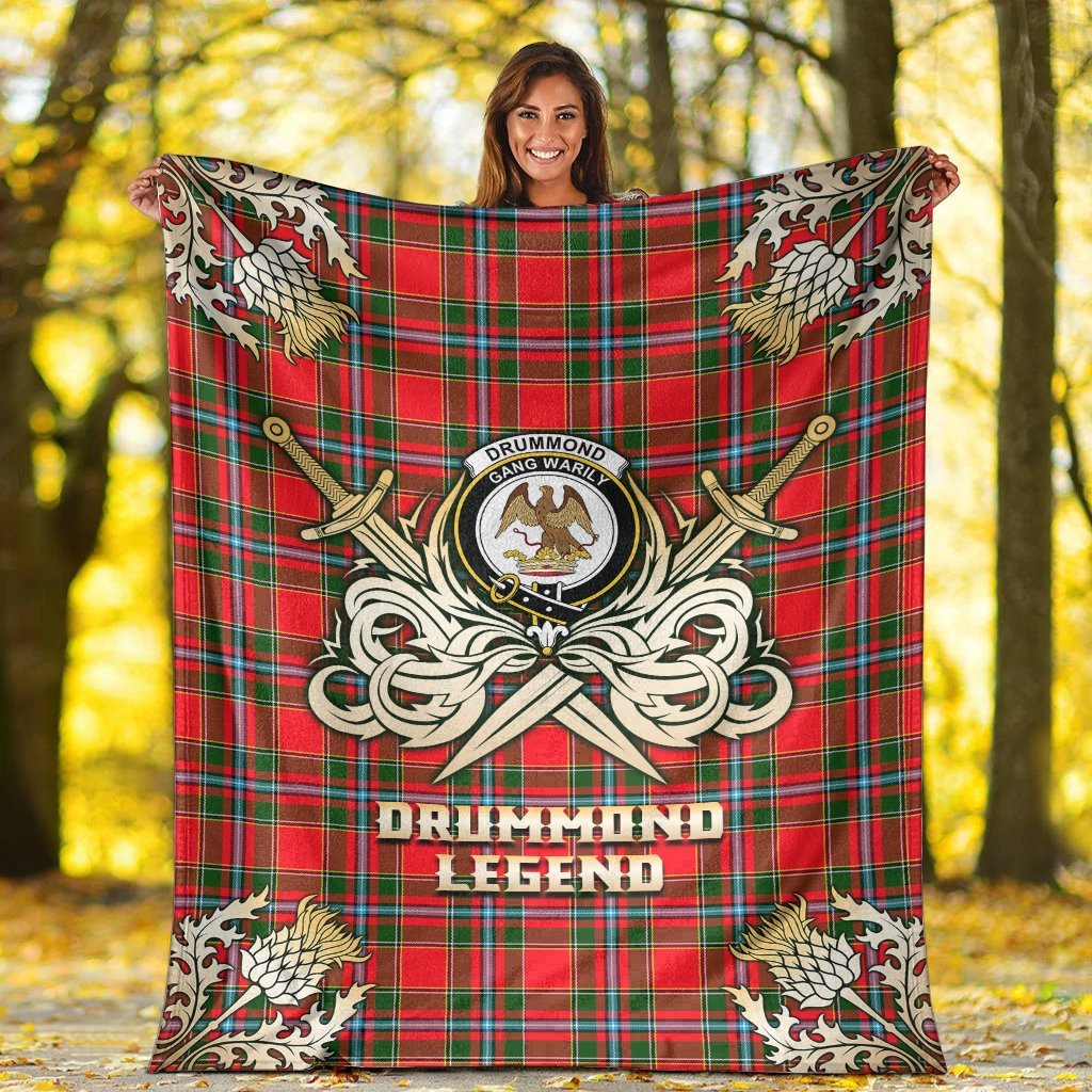 Drummond of Perth Tartan Gold Courage Symbol Blanket