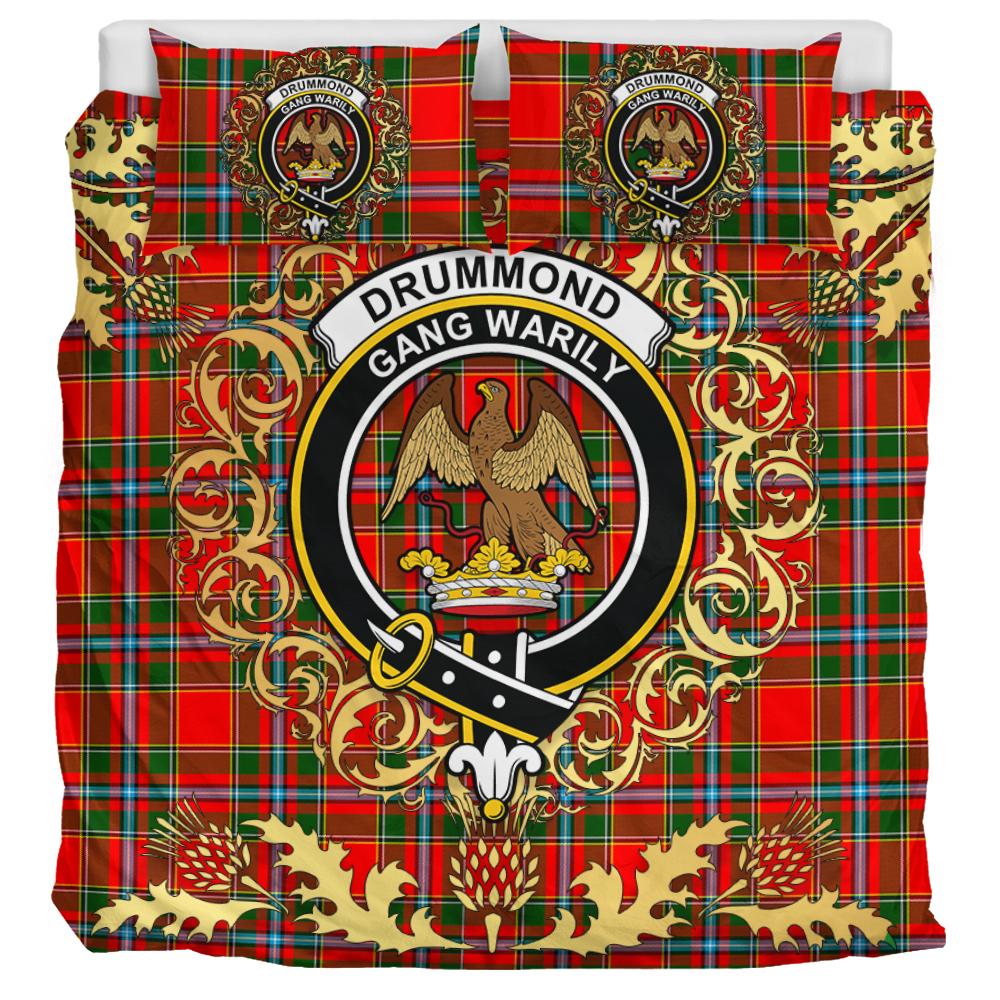 Drummond of Perth Tartan Crest Bedding Set - Golden Thistle Style