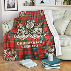Drummond of Perth Tartan Gold Courage Symbol Blanket
