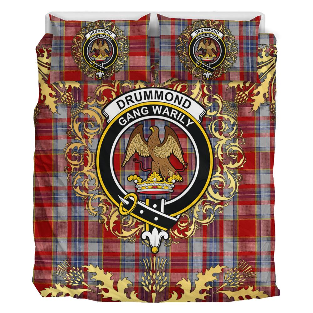 Drummond of Perth Dress 02 Tartan Crest Bedding Set - Golden Thistle Style