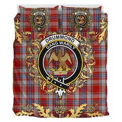 Drummond of Perth Dress 02 Tartan Crest Bedding Set - Golden Thistle Style