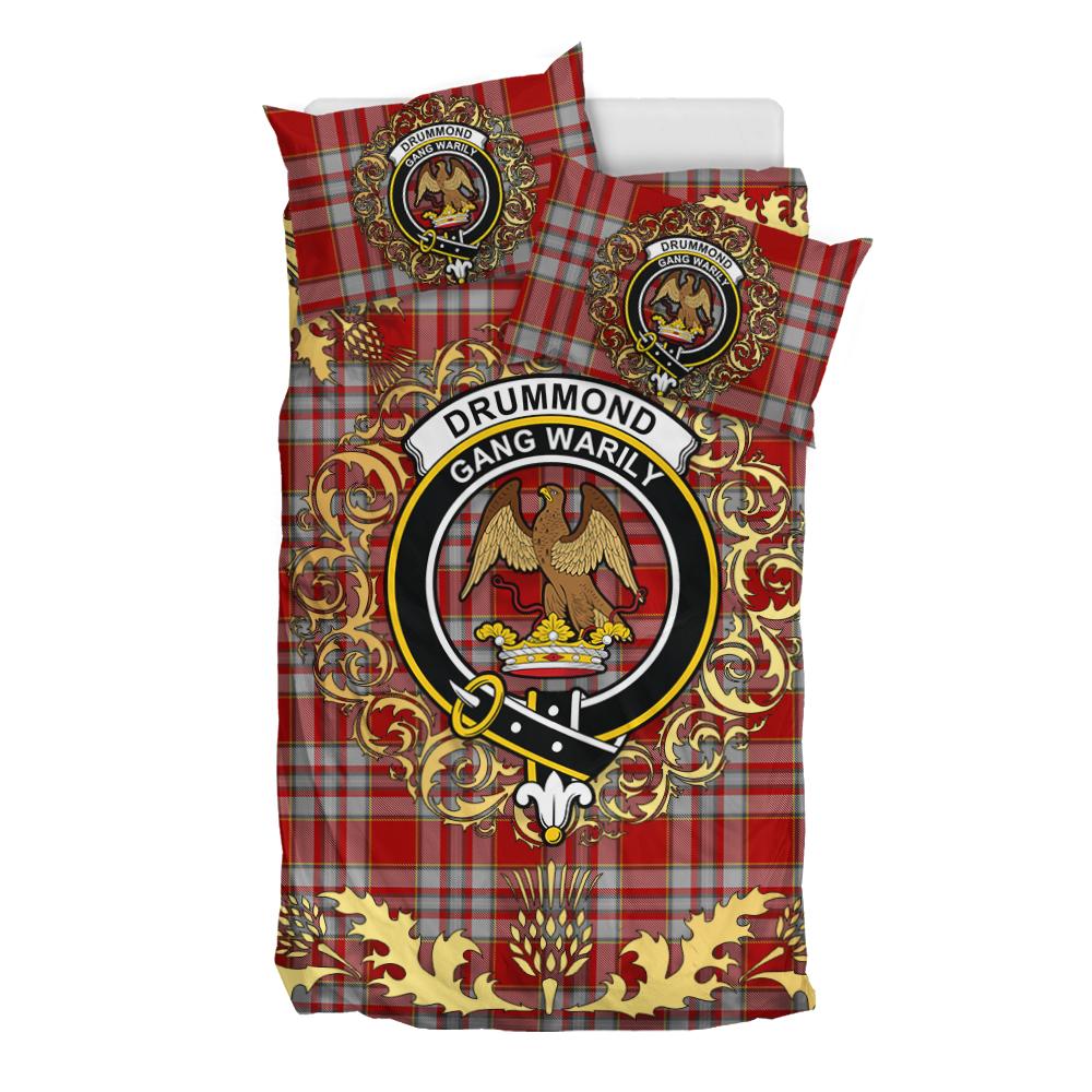 Drummond of Perth Dress 03 Tartan Crest Bedding Set - Golden Thistle Style