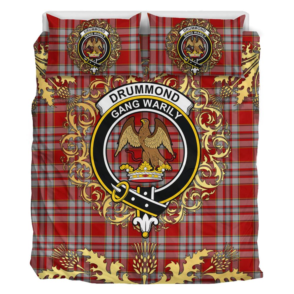 Drummond of Perth Dress 03 Tartan Crest Bedding Set - Golden Thistle Style