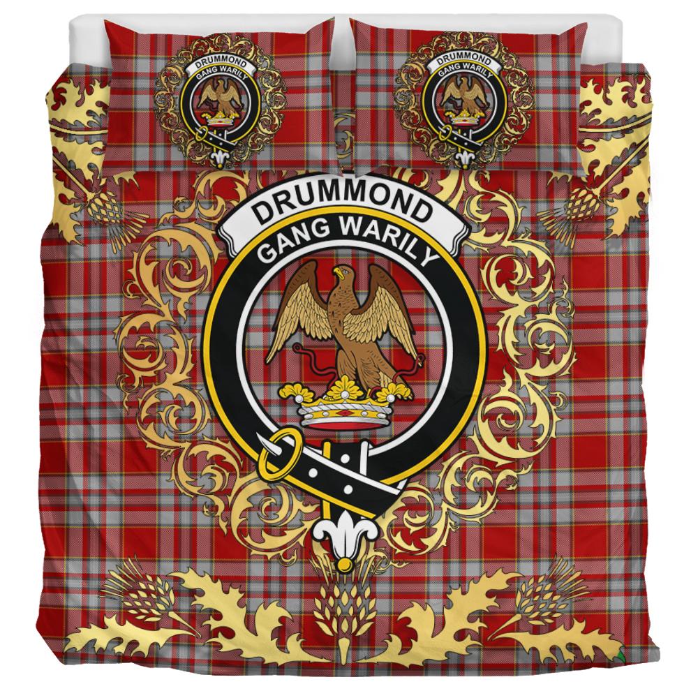 Drummond of Perth Dress 03 Tartan Crest Bedding Set - Golden Thistle Style