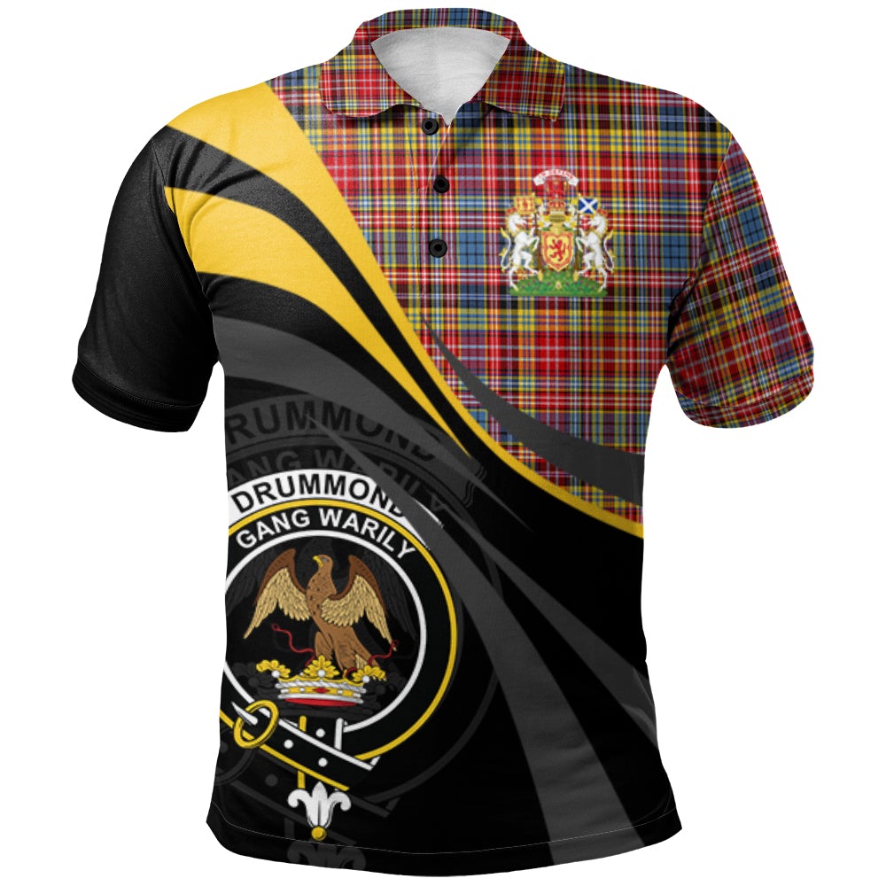 Drummond of Strathallan Tartan Polo Shirt - Royal Coat Of Arms Style
