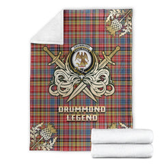 Drummond of Strathallan Tartan Gold Courage Symbol Blanket