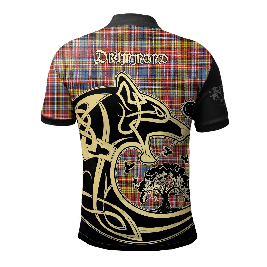 Drummond of Strathallan Tartan Polo Shirt Viking Wolf