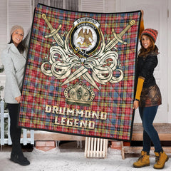 Drummond of Strathallan Tartan Crest Legend Gold Royal Premium Quilt