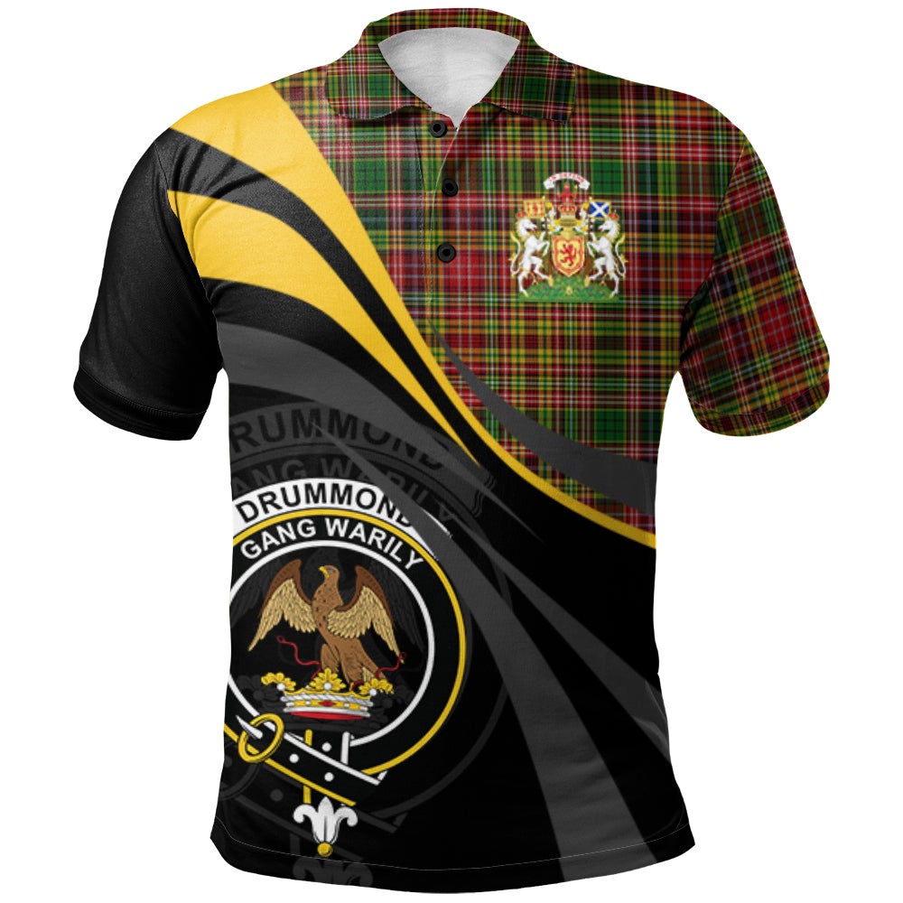 Drummond of Strathallan or Ogilvy Tartan Polo Shirt - Royal Coat Of Arms Style