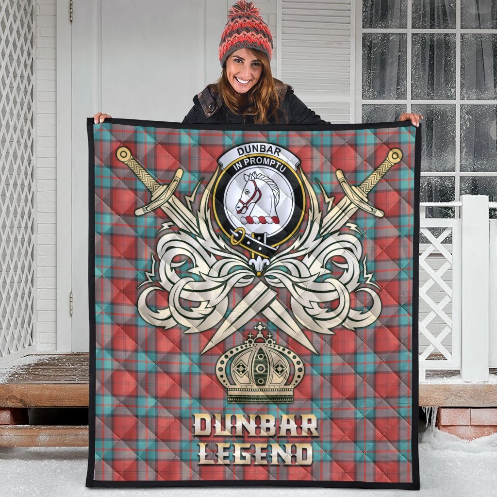 Dunbar Ancient Tartan Crest Legend Gold Royal Premium Quilt