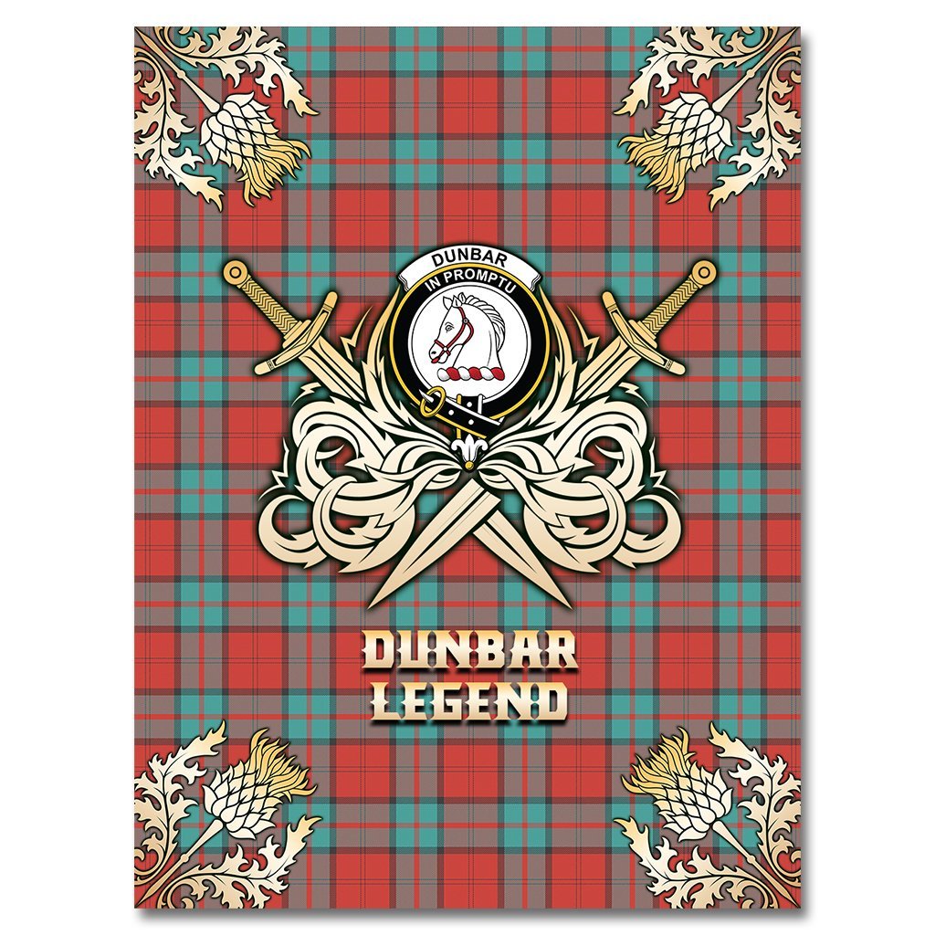 Dunbar Ancient Tartan Gold Courage Symbol Blanket