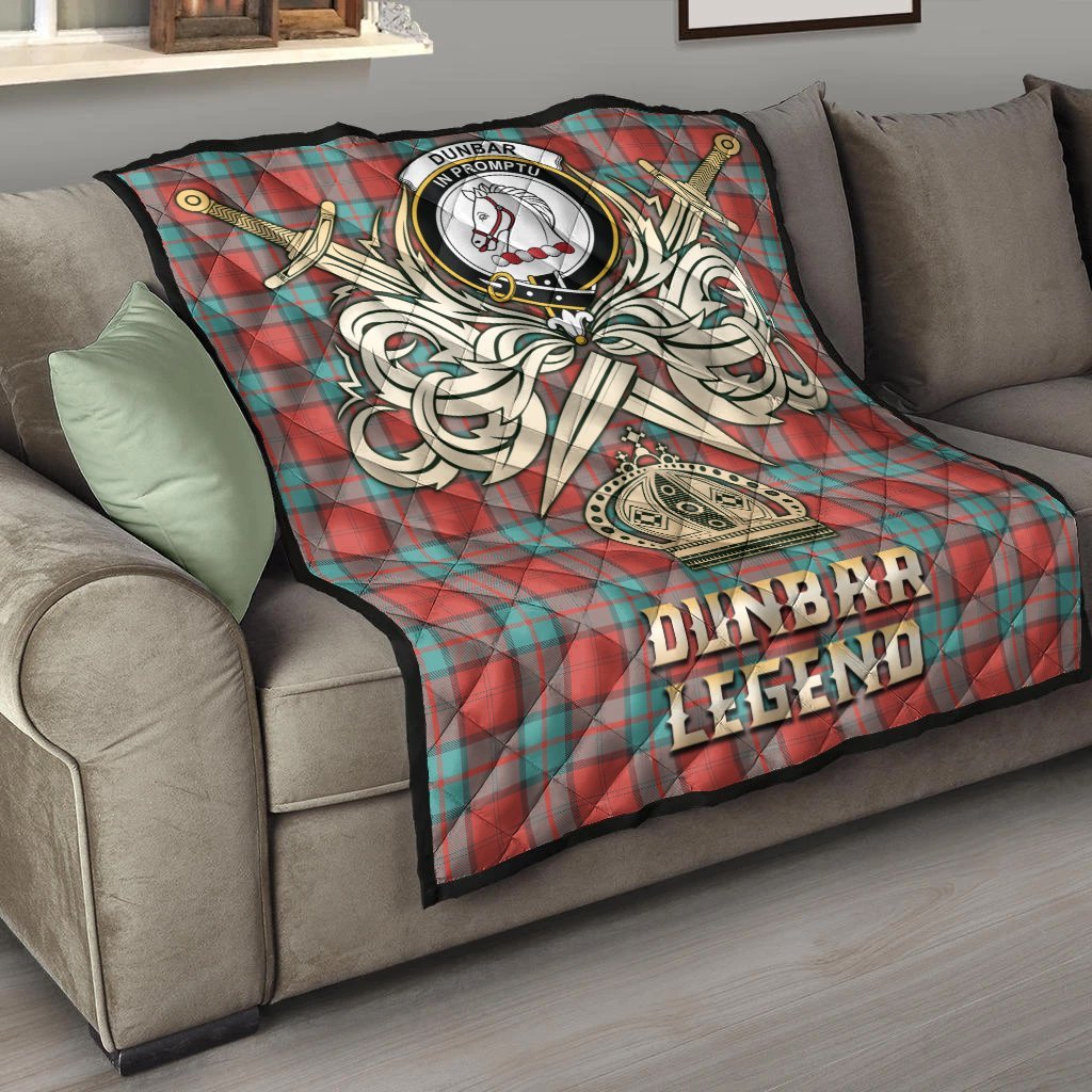 Dunbar Ancient Tartan Crest Legend Gold Royal Premium Quilt