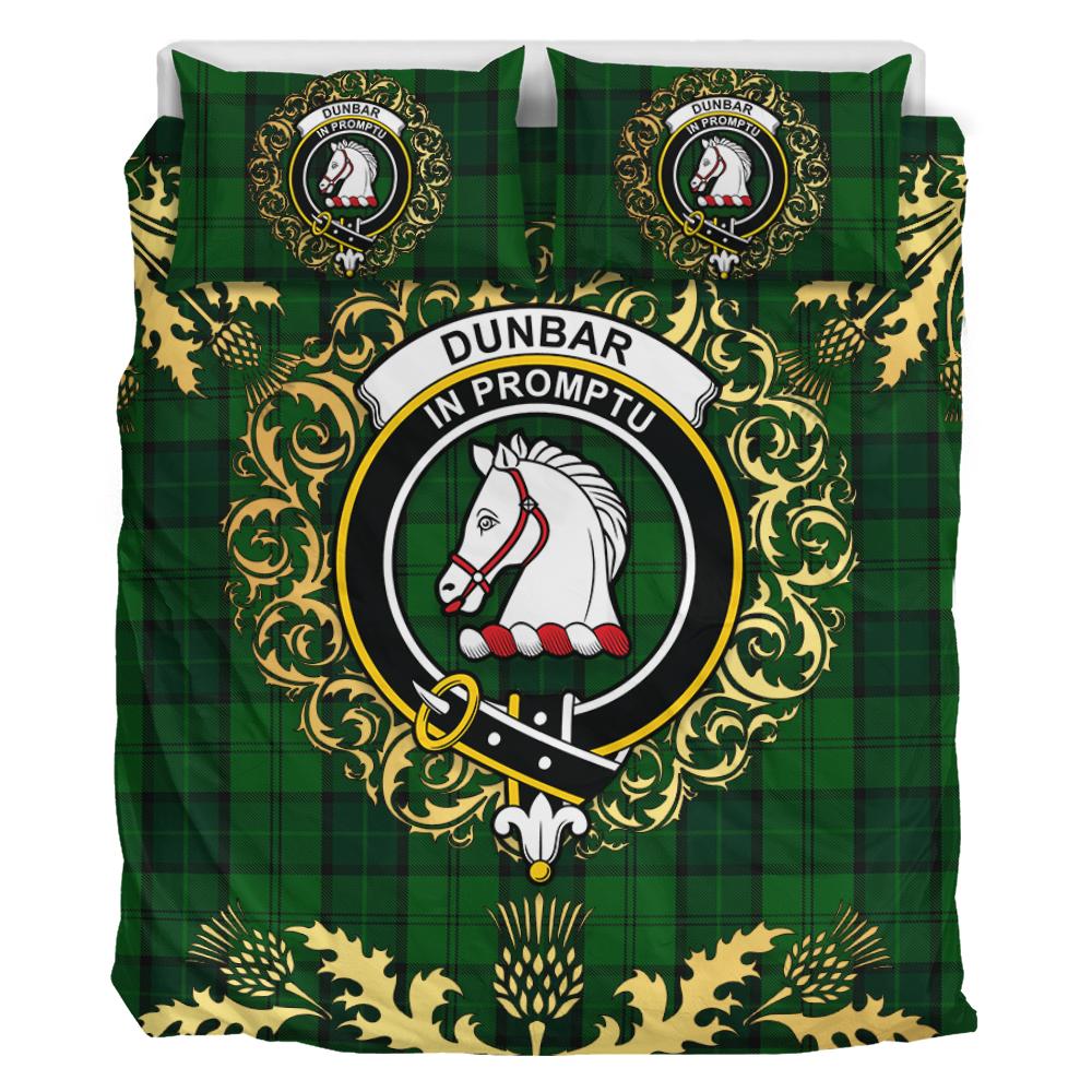 Dunbar Hunting Tartan Crest Bedding Set - Golden Thistle Style