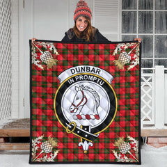 Dunbar Modern Tartan Crest Premium Quilt - Gold Thistle Style