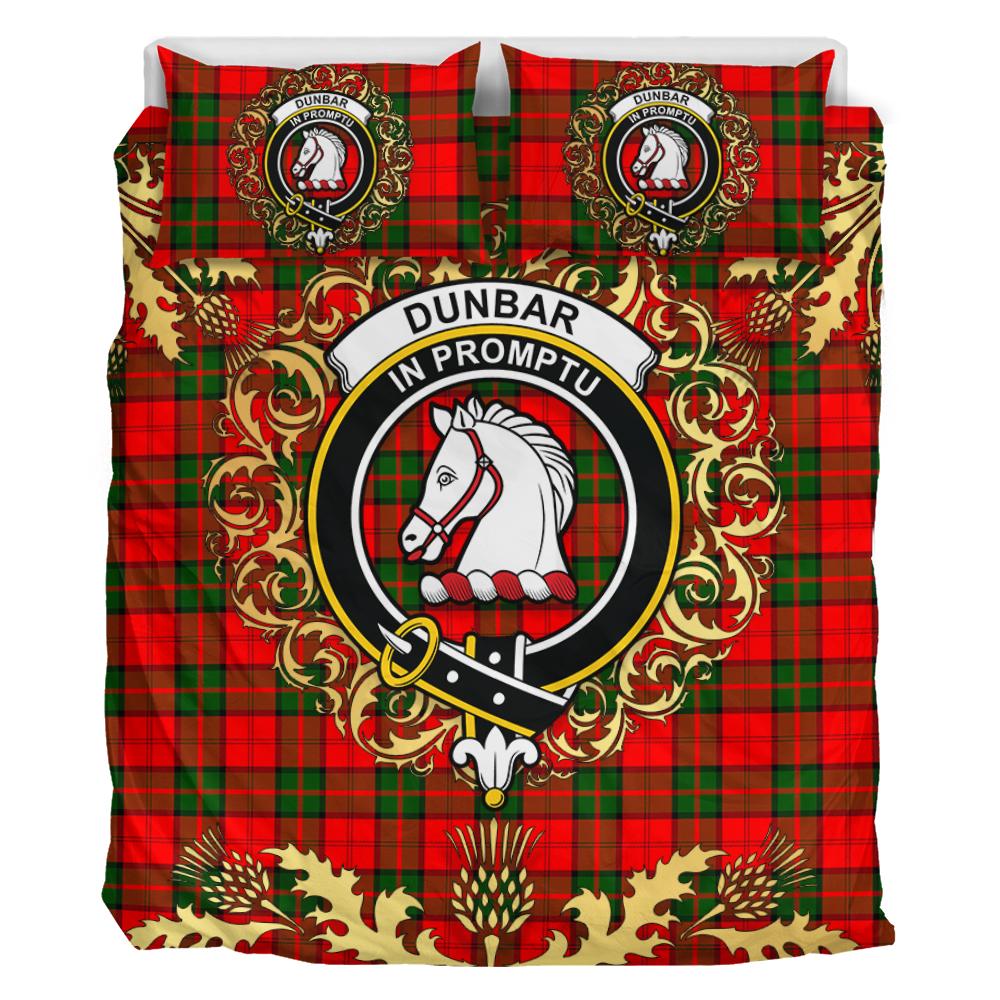 Dunbar Modern Tartan Crest Bedding Set - Golden Thistle Style
