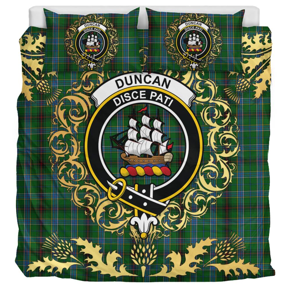 Duncan of Sketraw Tartan Crest Bedding Set - Golden Thistle Style